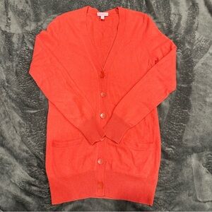Lilly Pulitzer Cashmere Cardigan Sweater Pockets‎ Size Large Coral